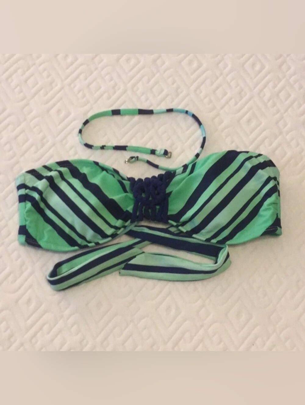 Arizona Jeans bikini top navy blue & mint green EUC
